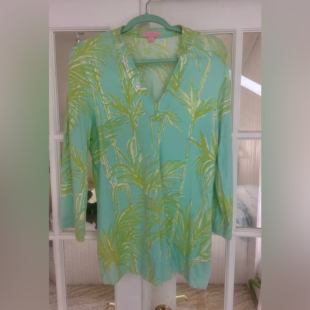 Lilly Pulitzer Aqua and Lime Leaf Tunic